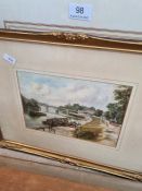 A pair of late 19th Century oils of Canal Locks by Anon, and two other watercolours (4)