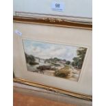 A pair of late 19th Century oils of Canal Locks by Anon, and two other watercolours (4)