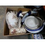 Three cartons of sundry china, metalware and similar