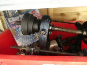 An old metal work lathe with accessories and motor