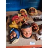 An old pottery tobacco jar in the form of smiling Monk, Bossons wall plaques and sundry