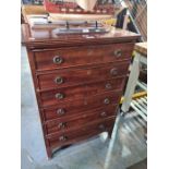 A Georgian mahogany Secretaire chest of pillar size having 5 drawers, 66cm