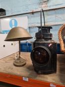 A vintage Adlake non sweating lamp and a 1950s desk lamp having flexible column
