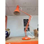 A Herbert Terry vintage Anglepoise lamp stamped 90, of orange colour