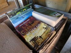 A box of books by the author Lee Childs and others, Autobiographies etc