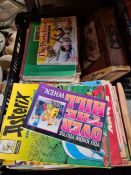 A selection of vintage annuals including Asterix, Hotspur, The Beano, etc