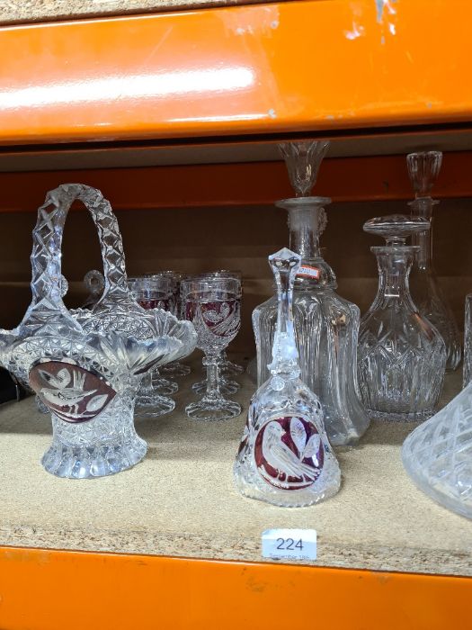 A selection of cut-glass items including ship's decanter, various other decanters, glasses, etc - Image 2 of 5