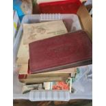 A box of cigarette cards, some in albums and a quantity of stamps, GB and Worldwide, mainly used and