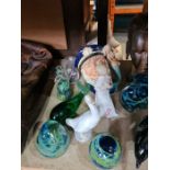Four items of Medina glass, 2 Nao figures and sundry