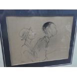 A picture of two figures, possibly Oriental by Vicky, a picture of cottages and sundry pictures in o