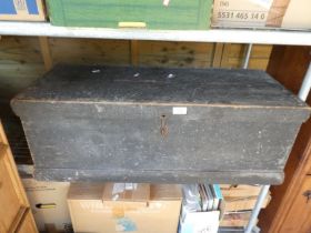 An old pine tool chest with sundry wooden planes