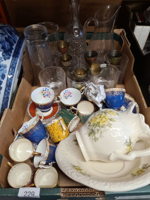A box of chinaware including Crown Staffordshire, glass, etc - Image 5 of 10