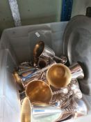 Plated goblets, other silver plate and pewter, a box