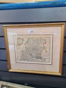 A coloured map of Hampshire possibly by Thomas Kitchin 26.5 x 21cm