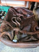 An old leather Gladstone bag of generous proportions, length 66.5cms