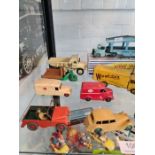 A boxed Dinky 582 Pullmore Transporter and a quantity of other vintage unboxed Dinky vehicles (10)