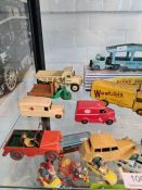 A boxed Dinky 582 Pullmore Transporter and a quantity of other vintage unboxed Dinky vehicles (10)