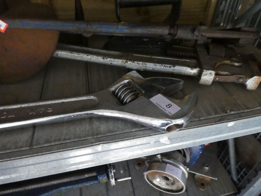 Two large adjustable spanners/wrenches and sundry - Image 3 of 4