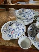 A quantity of Meakin classic white design table ware and a vintage bagatel board