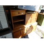 A vintage Nathan telephone seat and a Nathan two door cupboard