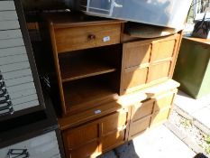 A vintage Nathan telephone seat and a Nathan two door cupboard