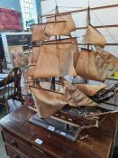 Two models of masted ships Artemar, Spain