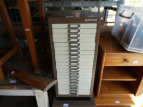 Two Bisley metal filing cabinets