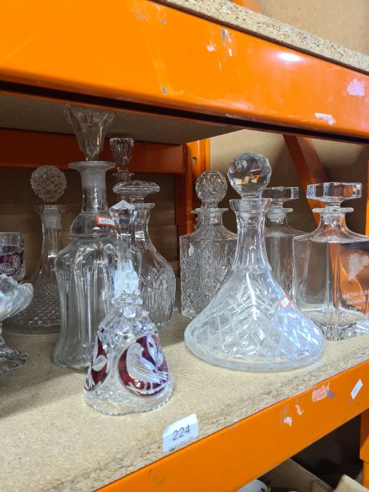 A selection of cut-glass items including ship's decanter, various other decanters, glasses, etc - Image 5 of 5