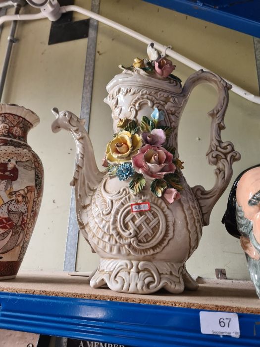 Two Royal Doulton Character jugs and floral encrusted large jug with lid - Image 2 of 2