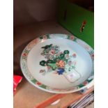 A 20th Century Chinese circular dish, having floral decoration, 37cms