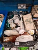 A selection of mixed china including Royal Albert, etc, local interest books on Portsmouth and Fareh