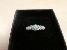 Antique 18ct yellow gold opal and diamond ring, band worn, marked 18ct, size P