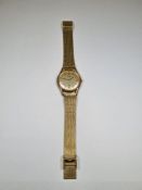 Vintage 9ct gold cased Bentima Star watch, marked 375, with Champagne dial and baton markers, on pla