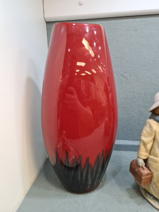 A modern Poole vase decorated butterfly and flowers, the body red glazed 38cm - Image 2 of 4