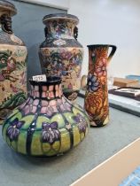 A modern Moorcroft squat vase and a Moorcroft floral jug dated 2000
