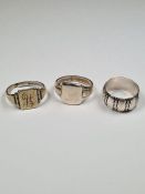 Three gents silver rings, one AF