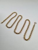 9ct yellow gold ropetwist design necklace, 47cm, approx 4.52g
