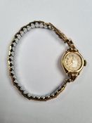 9ct gold cased ladies 'Verity' cocktail watch, marked 375, with inscription to case 'Presented to Mi