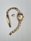 9ct gold cased 'Bentima' ladies cocktail watch on plated strap, case marked 375
