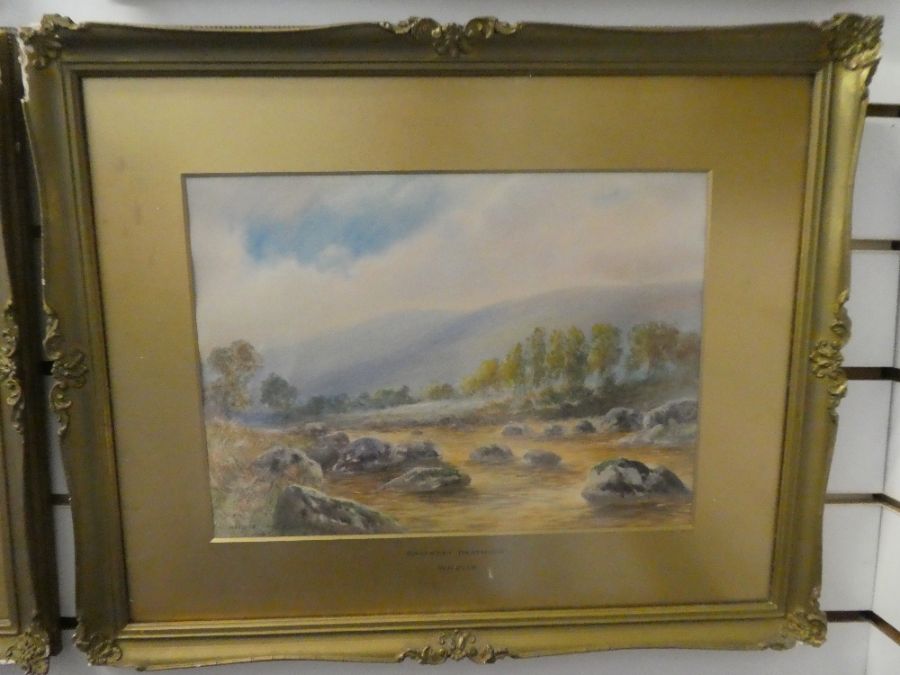 William Henry Dyer, 1890-1930 a set of 4 watercolours of Dartmoor scenes including Buckland Bridge a - Image 4 of 5