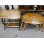 A nest of 3 Ercol pebble coffee tables, and a modern Ercol Canterbury table