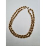 9ct yellow gold ropetwist necklace, marked 375, 43cm, approx 9.7g