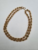 9ct yellow gold ropetwist necklace, marked 375, 43cm, approx 9.7g