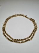 9ct yellow gold belcher chain, marked 9ct, 65cm, approx 44.9g