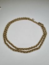 9ct yellow gold belcher chain, marked 9ct, 65cm, approx 44.9g