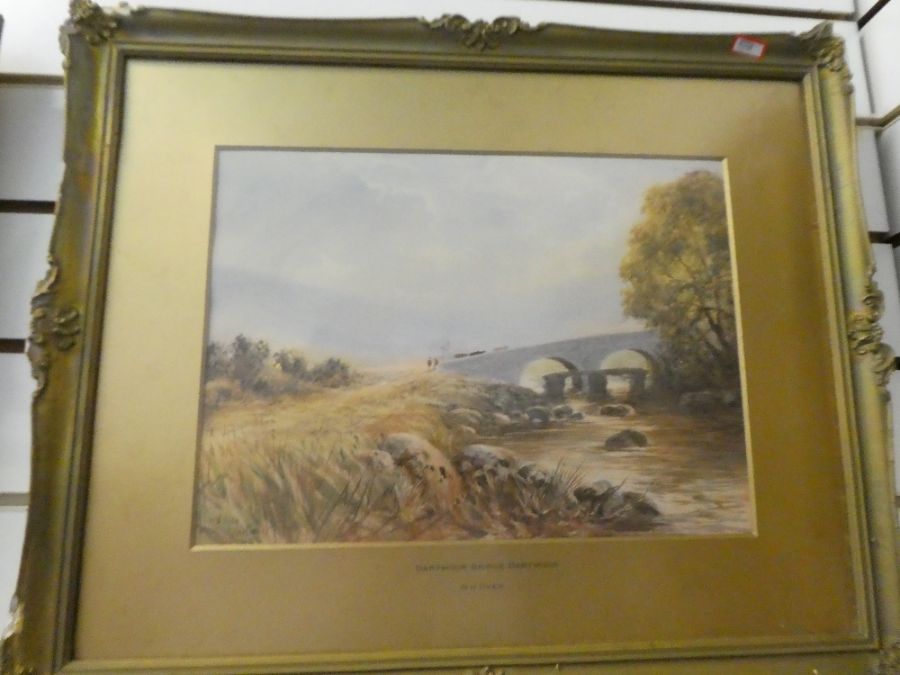 William Henry Dyer, 1890-1930 a set of 4 watercolours of Dartmoor scenes including Buckland Bridge a - Image 5 of 5