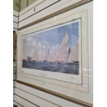 A Limited edition print after Stephen Dews titled 'The Americas Cup Jubilee Regatta 2001' pencil sig