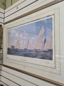 A Limited edition print after Stephen Dews titled 'The Americas Cup Jubilee Regatta 2001' pencil sig