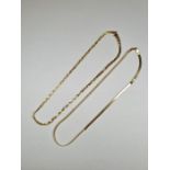 Two fine flatlink 9ct gold necklaces, one of plaited design, both marked 8.18g approx