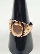 Rose gold decorative signet ring with mourning panel, unmarked, maker P & S, approx 4.5g, size P